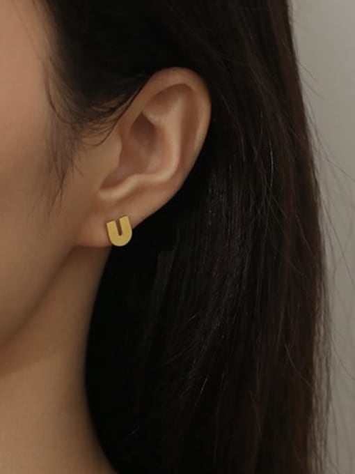 ACCA Brass Letter U Shape Minimalist Stud Earring( Single-Only One) 1