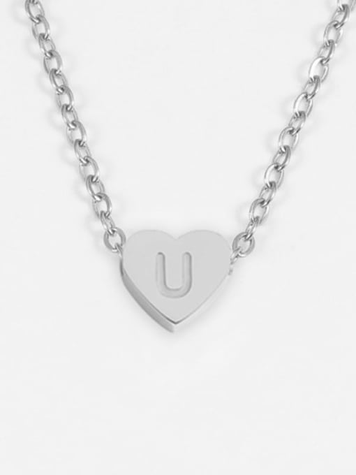 U-steel color Stainless steel Letter Minimalist Necklace