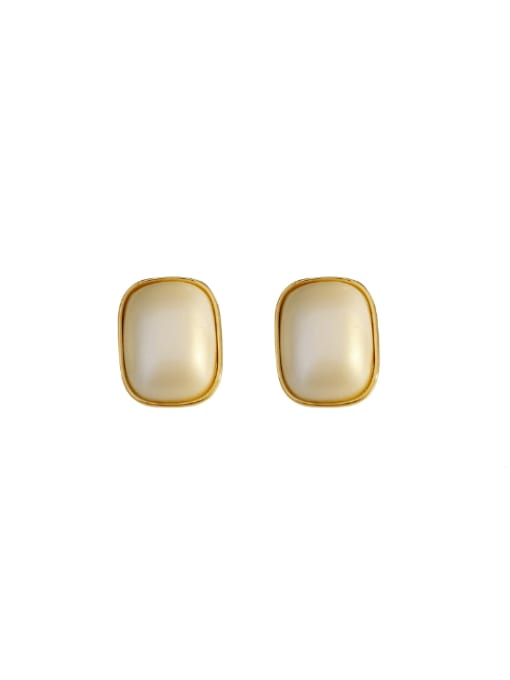 HYACINTH Brass Shell Geometric Minimalist Stud Earring