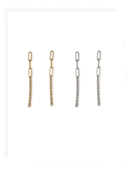ACCA Brass Cubic Zirconia Tassel Minimalist Threader Earring 0