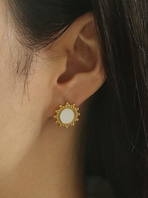 Five Color Brass Shell Geometric Vintage Stud Earring 2
