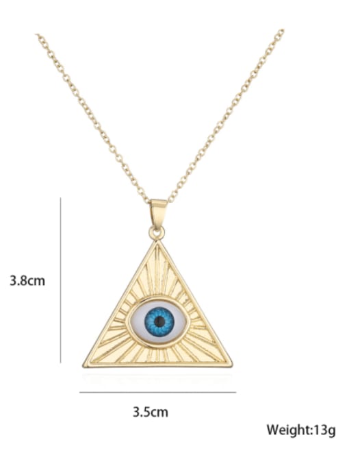 AOG Brass Rhinestone Enamel Evil Eye Vintage Geometric  Pendant Necklace 2