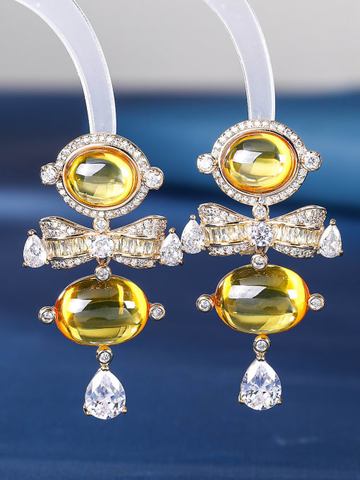 OUOU Brass Cubic Zirconia Irregular Luxury Drop Earring 1