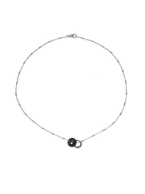 Black agate pendant necklace Brass Carnelian Geometric Hip Hop Necklace