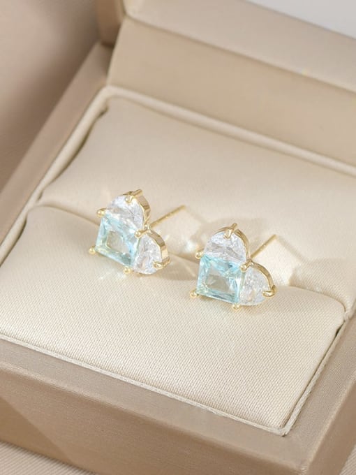 Golden blue ED64710 Brass Cubic Zirconia Heart Dainty Stud Earring