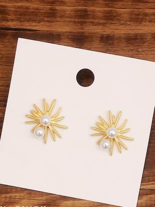 HYACINTH Copper Imitation Pearl Flower Minimalist Stud Trend Korean Fashion Earring 0