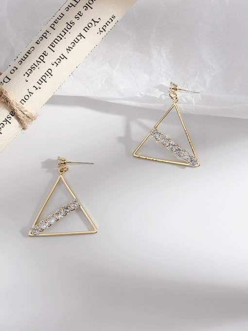 HYACINTH Copper Cubic Zirconia Triangle Minimalist Stud Trend Korean Fashion Earring 1