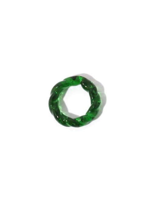 Emerald green Millefiori Glass Geometric Personality color translucent Twisted Ring