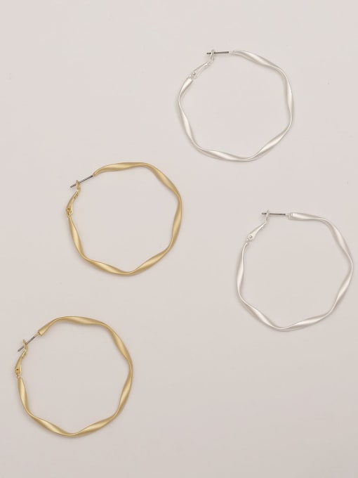 HYACINTH Brass Hollow Geometric Minimalist Hoop Trend Korean Fashion Earring 2