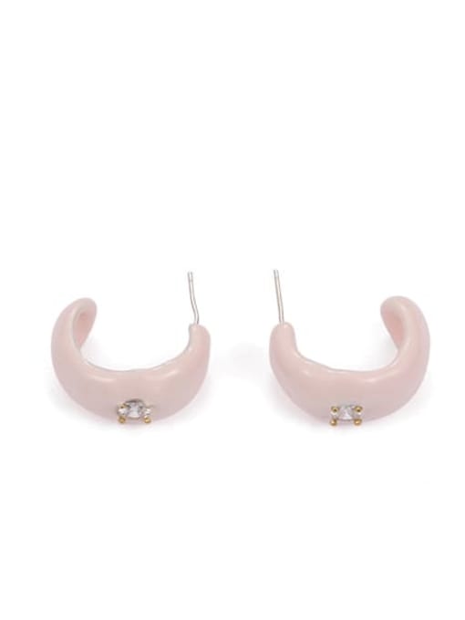 C-shaped Earrings Brass Rhinestone Enamel Bowknot Ethnic Stud Earring