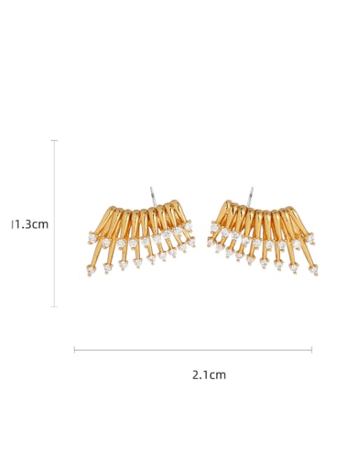 Five Color Brass Cubic Zirconia Irregular Hip Hop Stud Earring 2