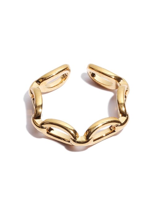 TINGS Brass  Minimalist Geometric chain irregular hollow Midi Ring 4