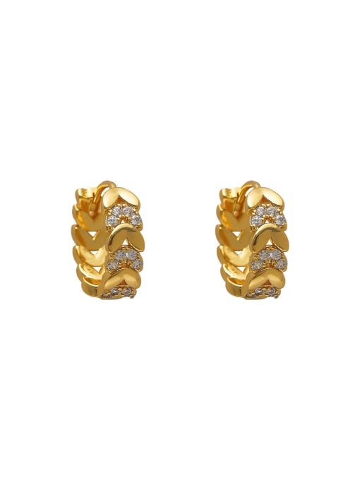 HYACINTH Brass Cubic Zirconia Geometric Minimalist Huggie Earring 3