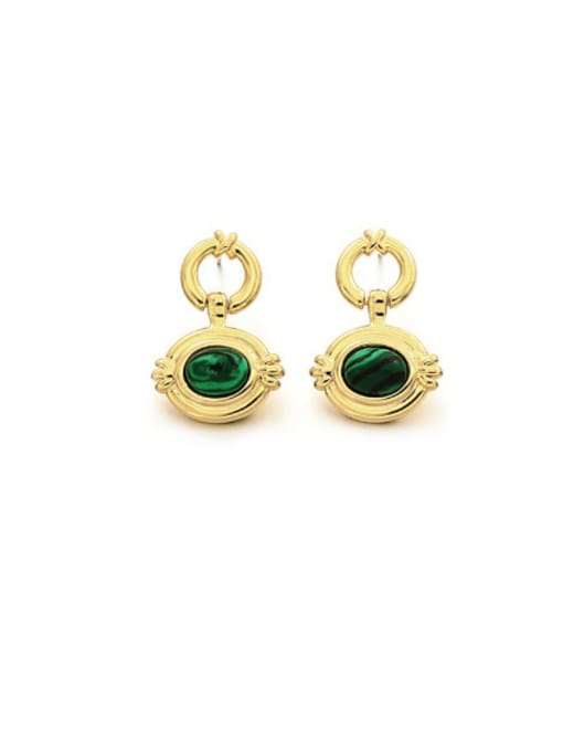 malachite Brass Malchite Geometric Minimalist Stud Earring