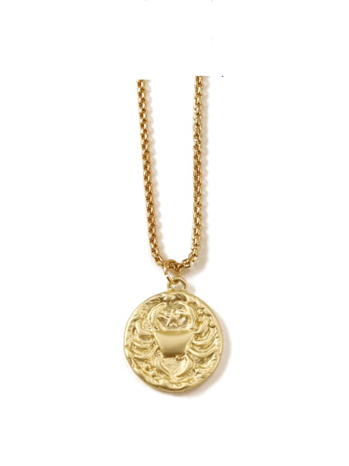 Cancer Brass coin Minimalist Twelve constellations Pendant Necklace