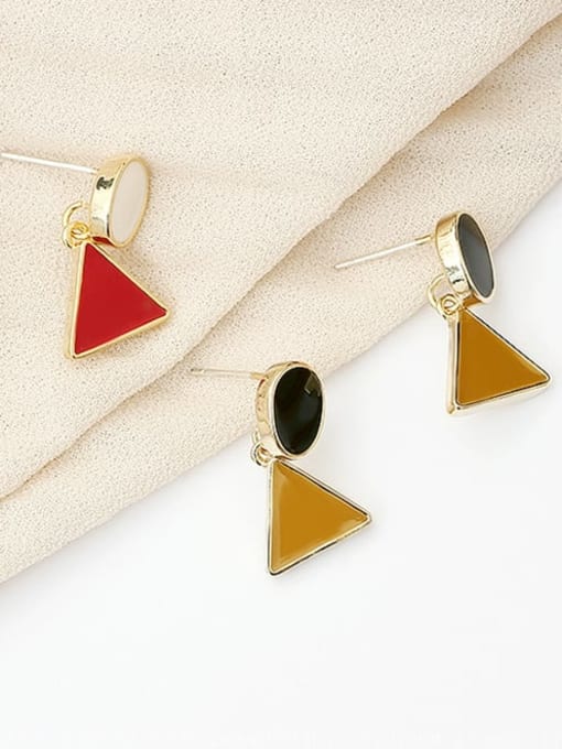 HYACINTH Copper Enamel Triangle Minimalist Stud Trend Korean Fashion Earring 1