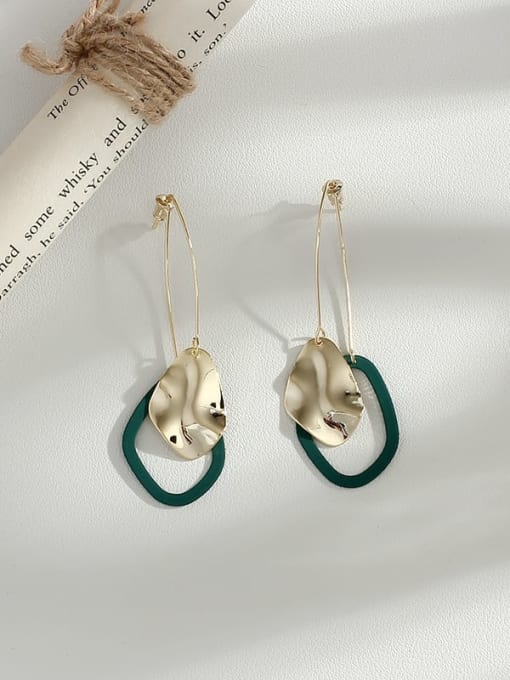 green Copper Enamel  Minimalist  long geometric  Drop Trend Korean Fashion Earring