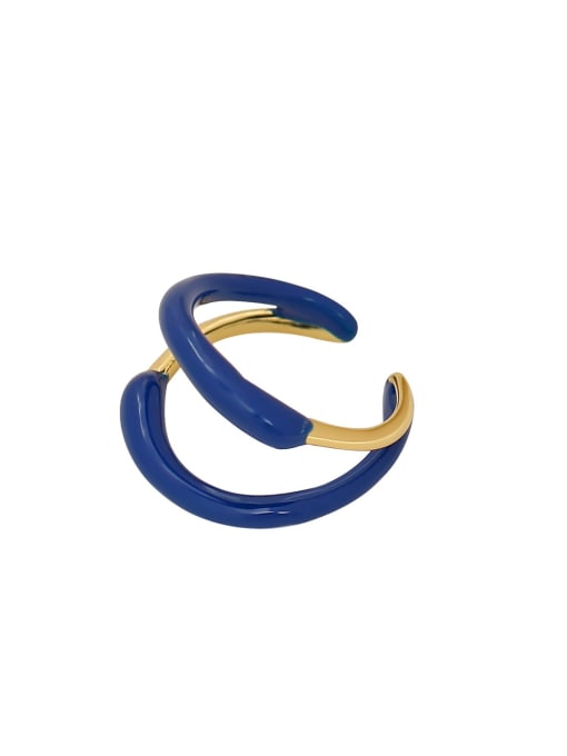 HYACINTH Brass Enamel Geometric Minimalist Stackable Ring 0
