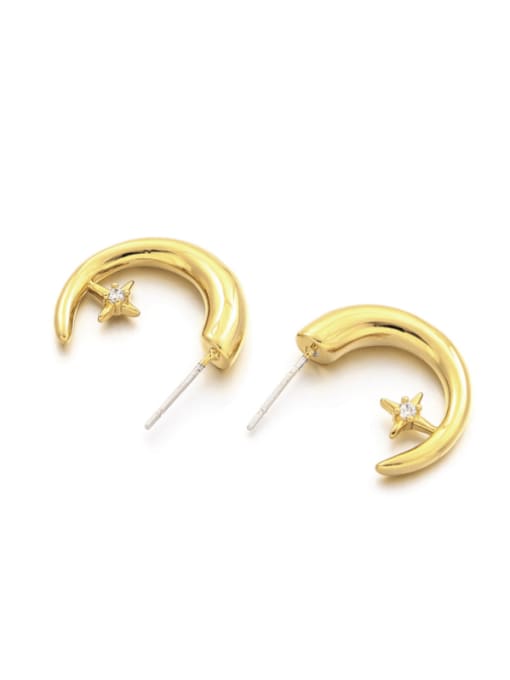 Four Star Earrings Brass Star Minimalist C Shape Stud Earring