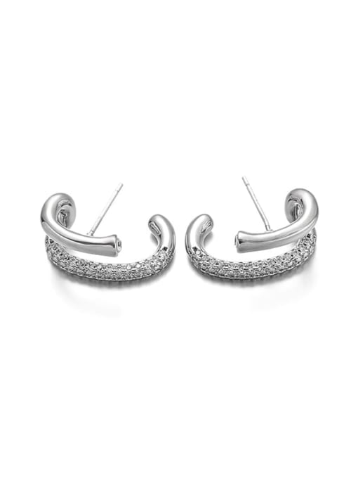 Zircon earrings Brass Geometric Hip Hop Stud Earring