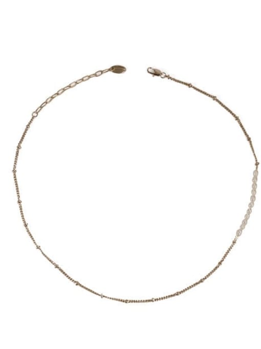 Coffee gold pearl chain Brass  Freshwater Pearl Geometric Minimalist Necklace