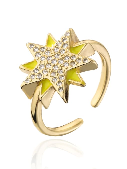 12199 Brass Cubic Zirconia Star Vintage Band Ring
