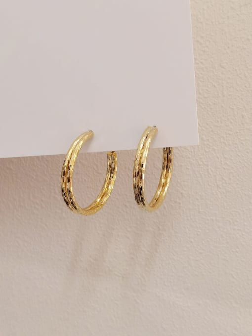14k Gold Brass Round Minimalist Hoop Earring