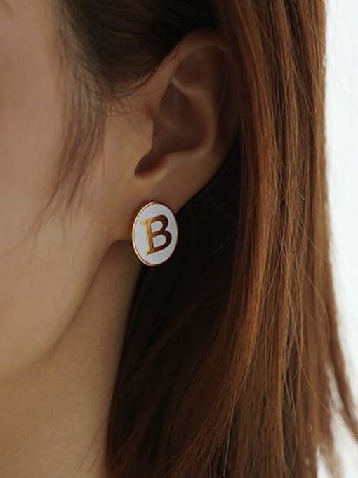 ACCA Brass Enamel Letter Cute Stud Earring 2