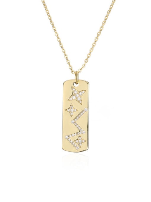 White zirconium Brass Cubic Zirconia Letter Trend Necklace