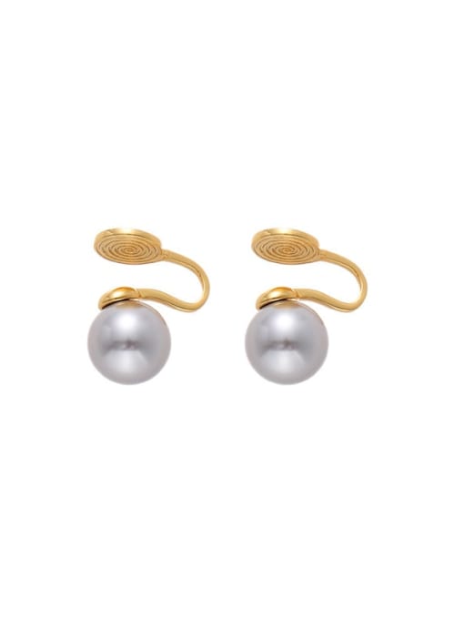 10mm pearl ear clip Brass Imitation Pearl Geometric Minimalist Hook Earring