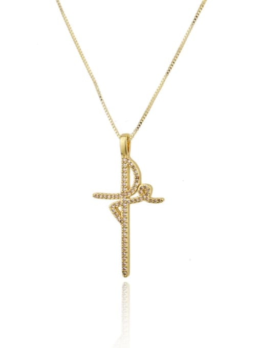 renchi Brass Cubic Zirconia Cross Minimalist Regligious Necklace 1