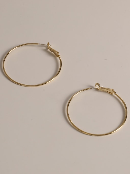 14K real gold Brass Round Minimalist Hoop Trend Korean Fashion Earring