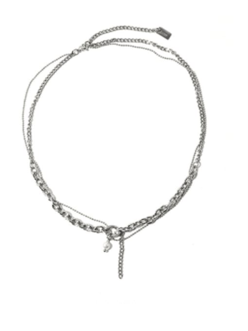 Titanium steel necklace Titanium Steel Bead Geometric Hip Hop Multi Strand Hollow Chain Necklace