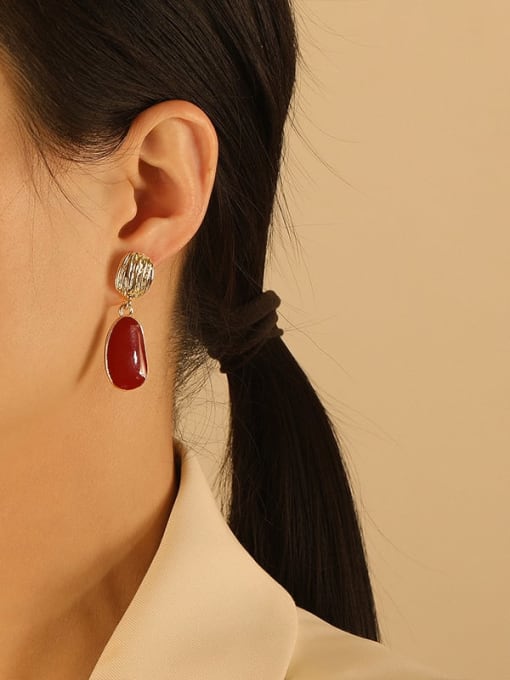 HYACINTH Brass Enamel Geometric Vintage Drop Trend Korean Fashion Earring 2