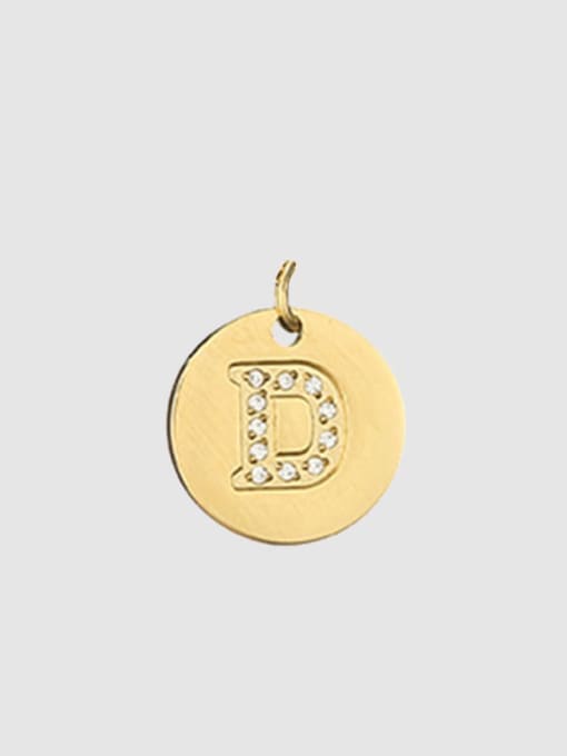 D 14 K gold Titanium 26 Letter Minimalist round pendant Necklace