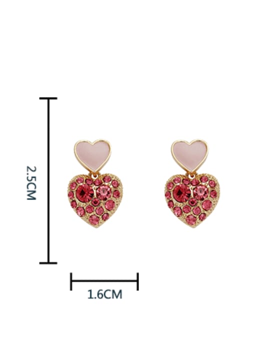 HYACINTH Brass Rhinestone Heart Minimalist Drop Earring 2