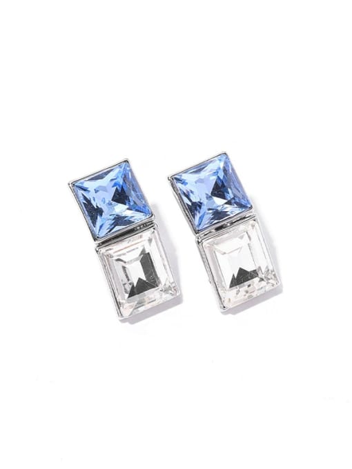 Blue Earrings Brass Cubic Zirconia Geometric Trend Drop Earring