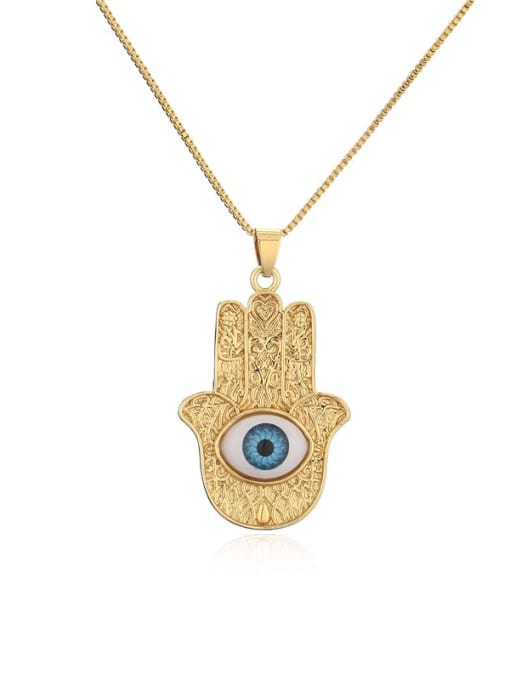 AOG Brass Enamel Evil Eye Vintage Palm Pendant Necklace 3