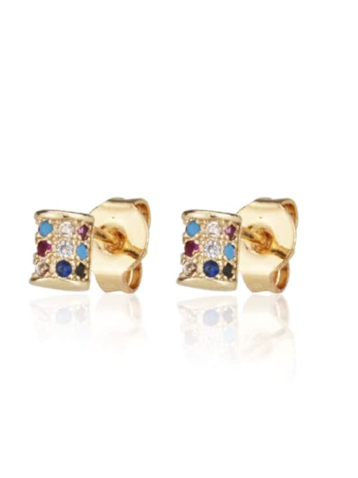 Gold plated color zirconium Brass Rhinestone Cross Dainty Stud Earring