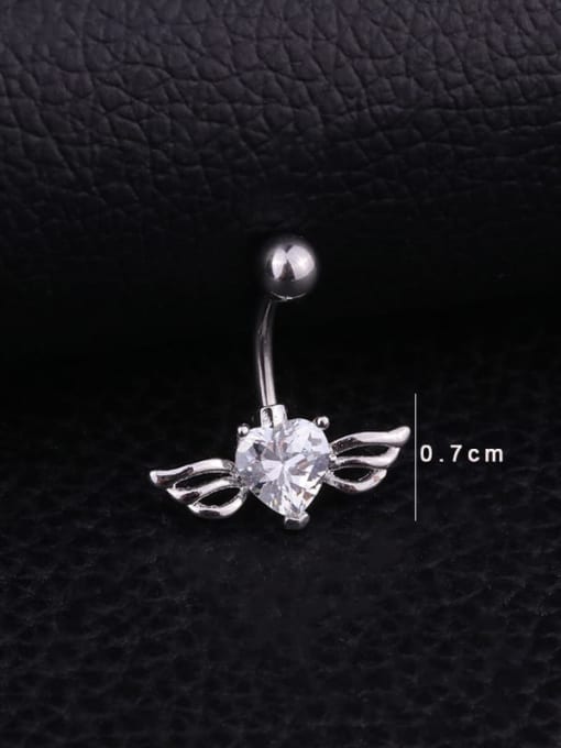 HISON Stainless steel Cubic Zirconia Wing Hip Hop Belly Rings & Belly Bars 3