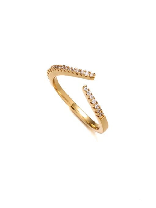 Style 2 Gold Brass Cubic Zirconia Geometric Minimalist Band Ring