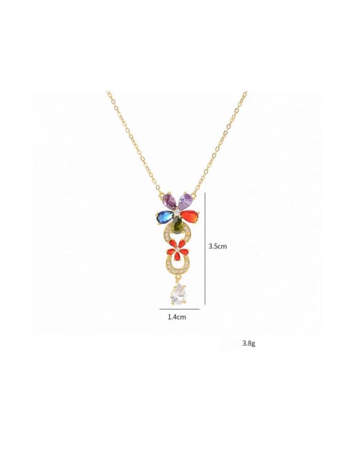YOUH Brass Cubic Zirconia Flower Dainty Necklace