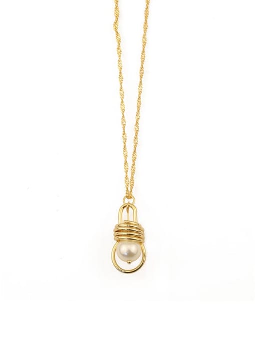 ACCA Brass Imitation Pearl Irregular Vintage Light bulb pendant Necklace 3