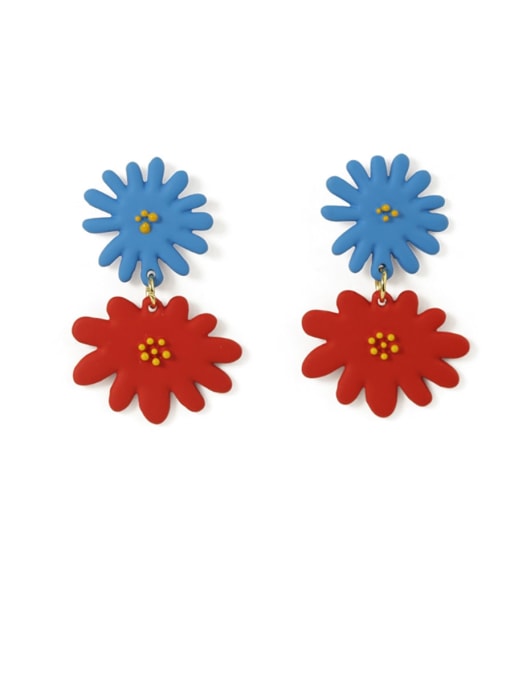 Five Color Alloy Enamel Flower Cute Drop Earring 0