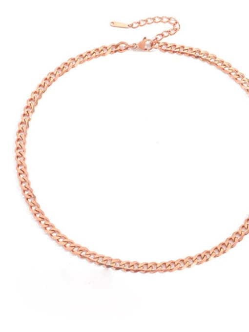Rose Gold 6mm 42+ 5cm Stainless steel Geometric Vintage Hollow  Geometric  Chain Necklace
