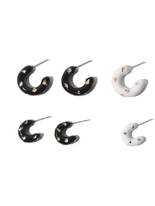ACCA Zinc Alloy Enamel Geometric Minimalist Stud Earring 3