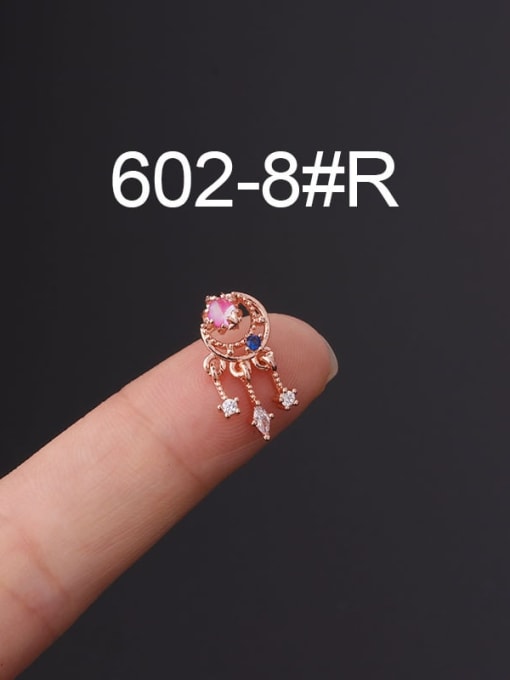 8  Rose Gold  （Single Only One) Brass Cubic Zirconia Ball Cute Single Earring(Single Only One)