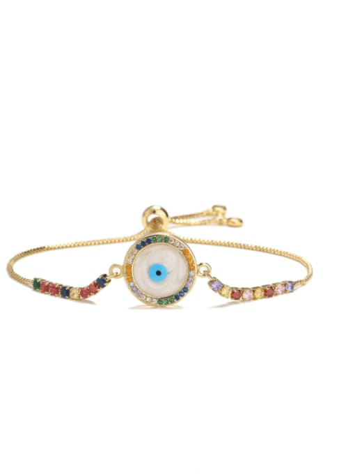 30876 Brass Cubic Zirconia Evil Eye Vintage Adjustable Bracelet