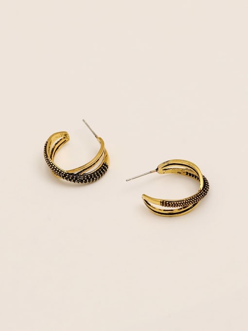 HYACINTH Brass Enamel Geometric Vintage Stud Trend Korean Fashion Earring 4