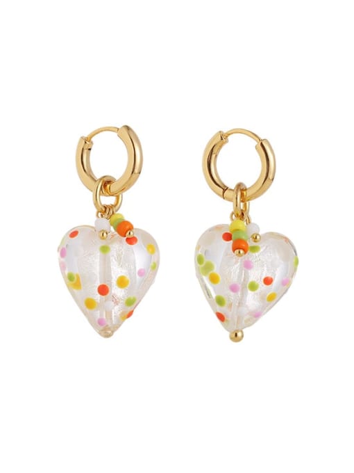 Model 10 (sold with the same necklace) Brass Enamel Heart Cute Drop Earring